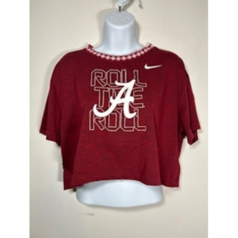 NIKE Alabama Crimson Tide Crop Top Medium Crimson Red Roll Tide Roll Graphic Tee